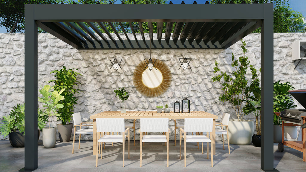 TLP Elite 5mx4mx2.7m Louvre Pergola LED - Free Standing Electric Motor