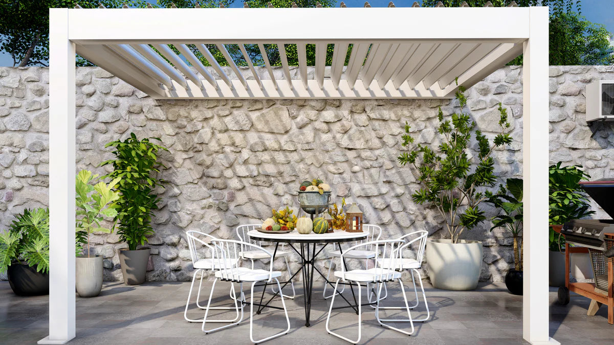 TLP Elite 4mx3mx2.7m Louvre Pergola LED - Free Standing Electric Motor