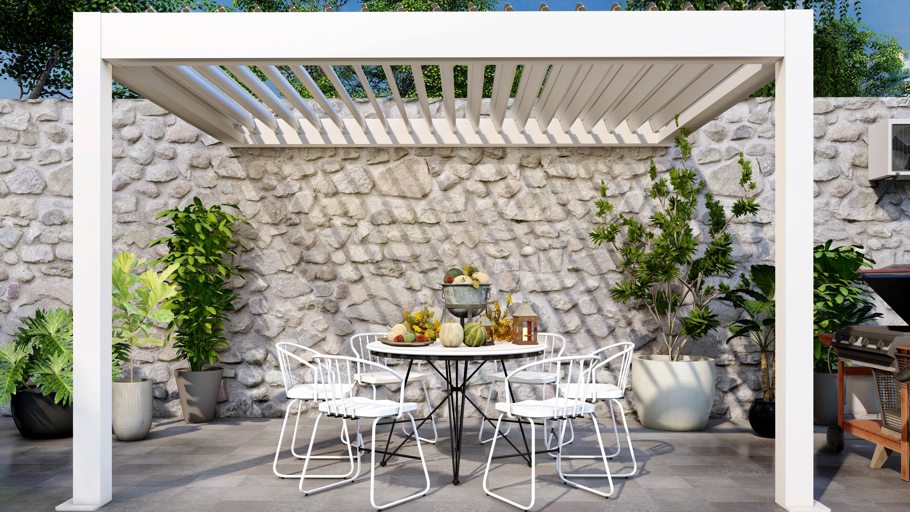 TLP Elite 5mx4mx2.7m Louvre Pergola LED - Free Standing Electric Motor