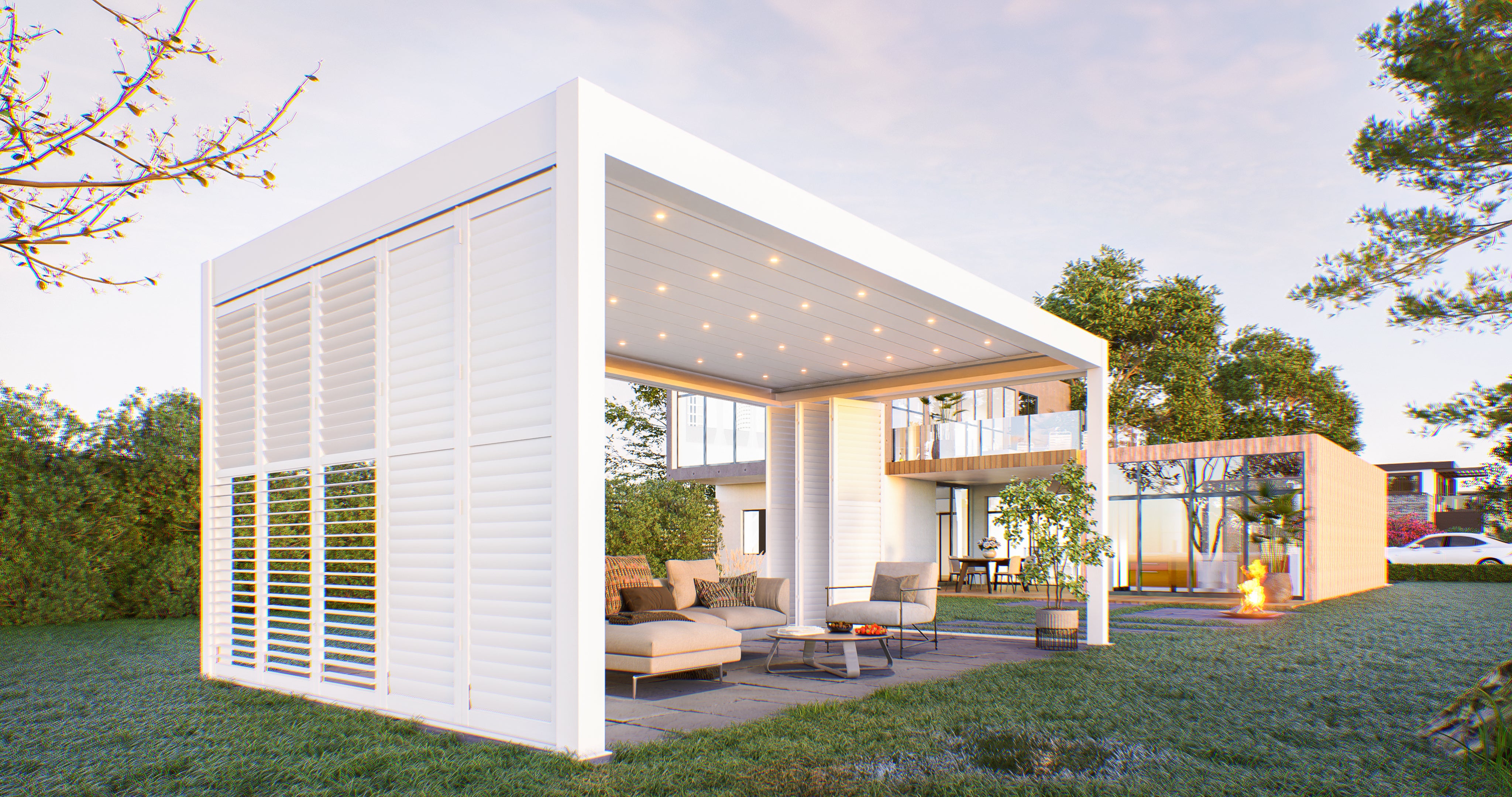 TLP Elite Plus Free Standing Motorised LED Louvre Pergola - 7m x 4m (4 Posts)