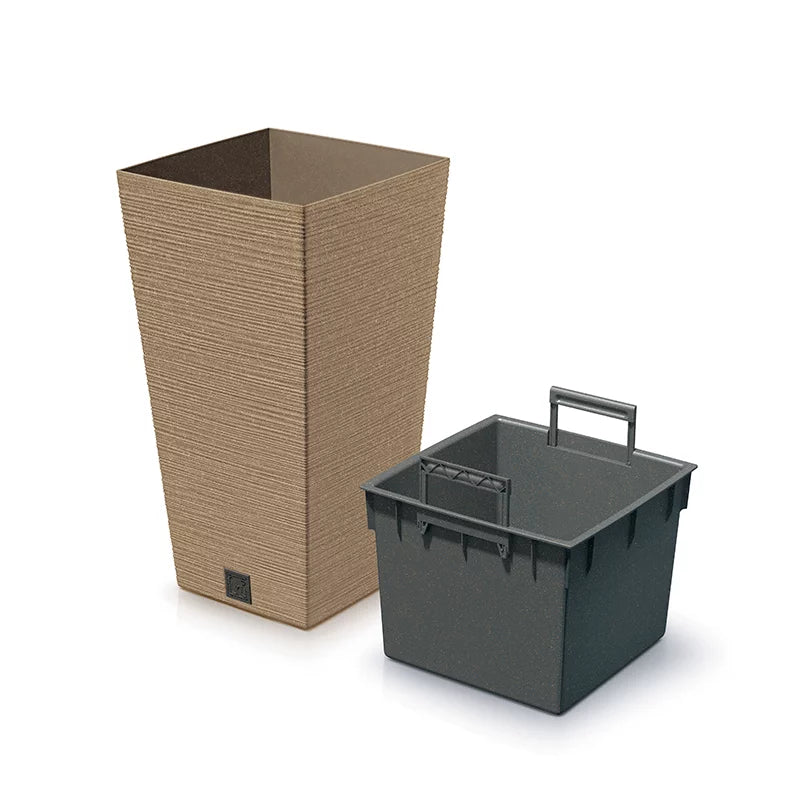 Prosperplast Furu Square ECO Wood Flowerpot - 265mm (w) x 265mm (l) x 500mm (h)