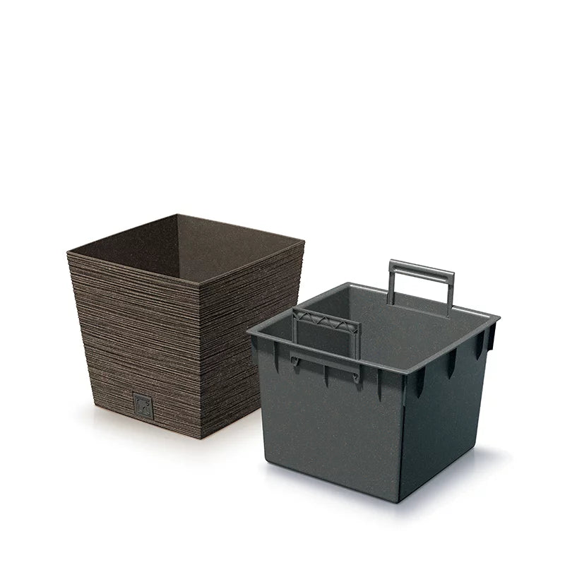 Prosperplast FURU Square Low Eco Wood Garden Pot - 295mm (w) x 295 (l) x 290mm (h)