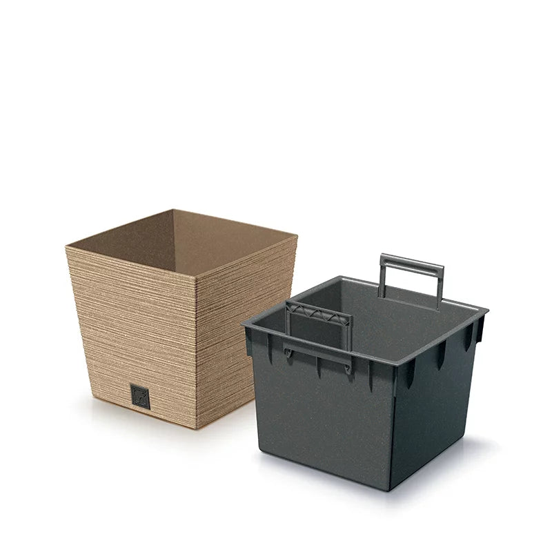 Prosperplast FURU Square Low Eco Wood Garden Pot - 295mm (w) x 295 (l) x 290mm (h)