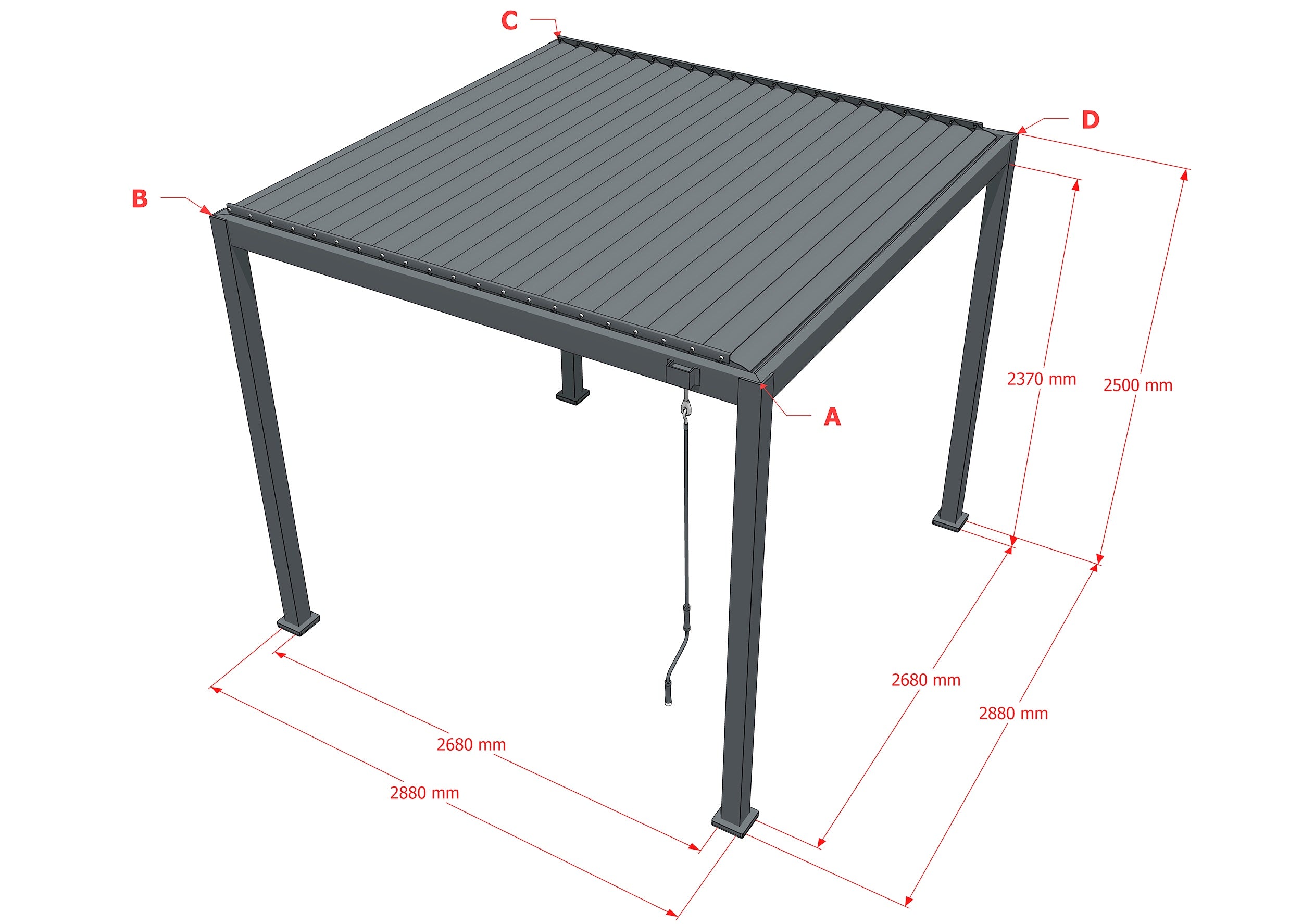 TLP Stellar Louvre Pergola - 3mx3m - Graphite Grey RAL 7043