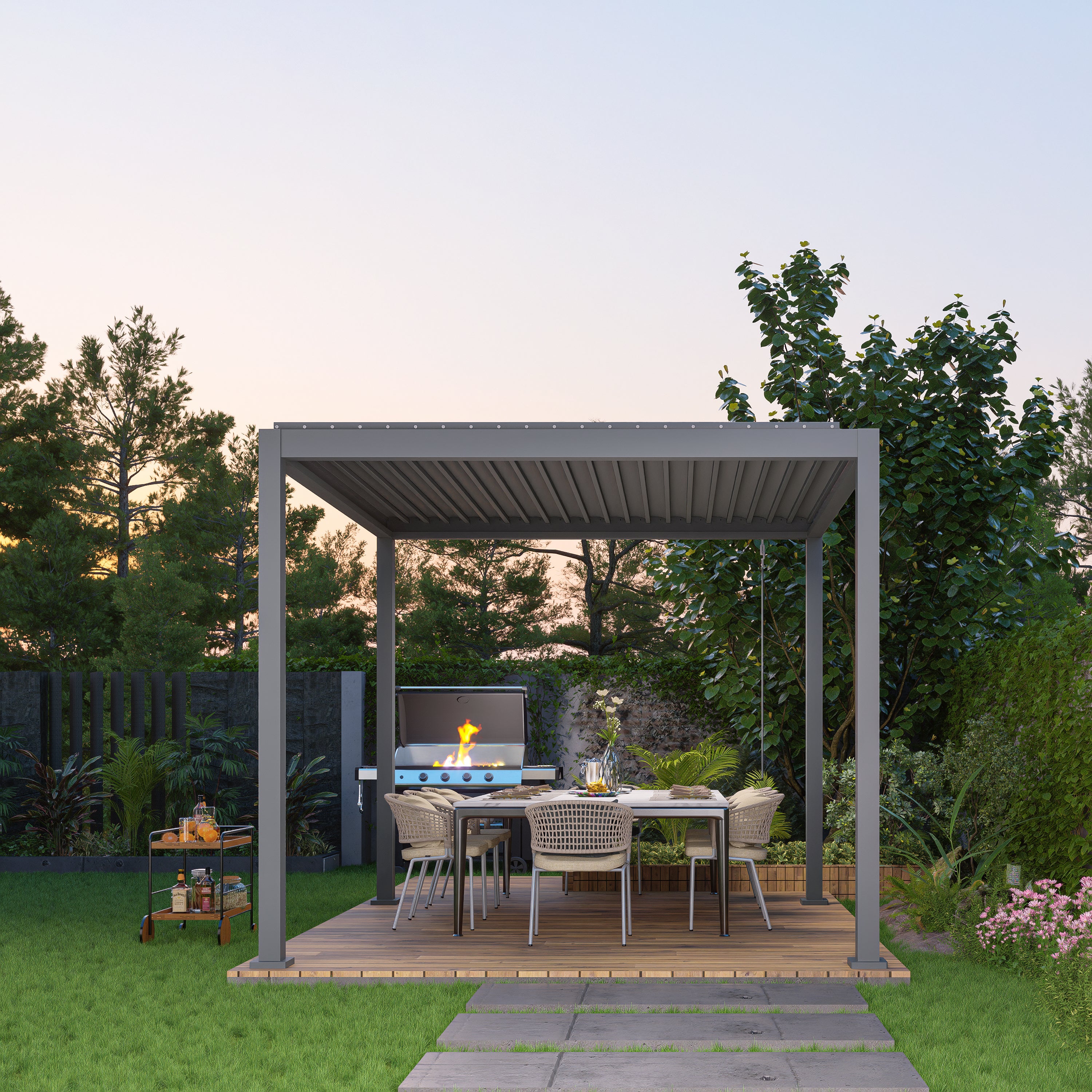 Stellar Louvre Promotion - SAVE 25% - 3mx3m Grey Louvre & (2) x 3m Manual Blinds