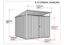 Duramax Palladium Galvanised Steel Double Door Garden Shed - 8x6 (209.3cm (L) x 249.2cm (W) x 231.3xm (H) - Available mid April 2025 - PRE ORDER NOW !