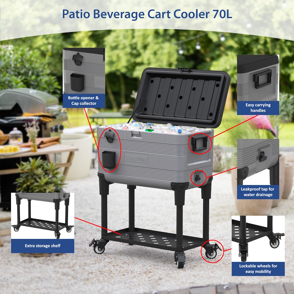 DuraMax Patio Mobile Beverage Cooler 70L - 740 x 450 x 900mm