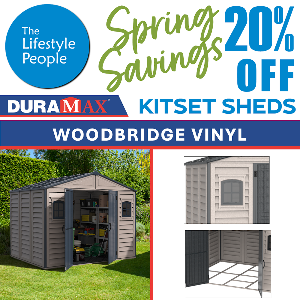 DuraMax Woodbridge II PLUS Vinyl Shed - 3.2 m x 2.4 m x 2.3m Kitset