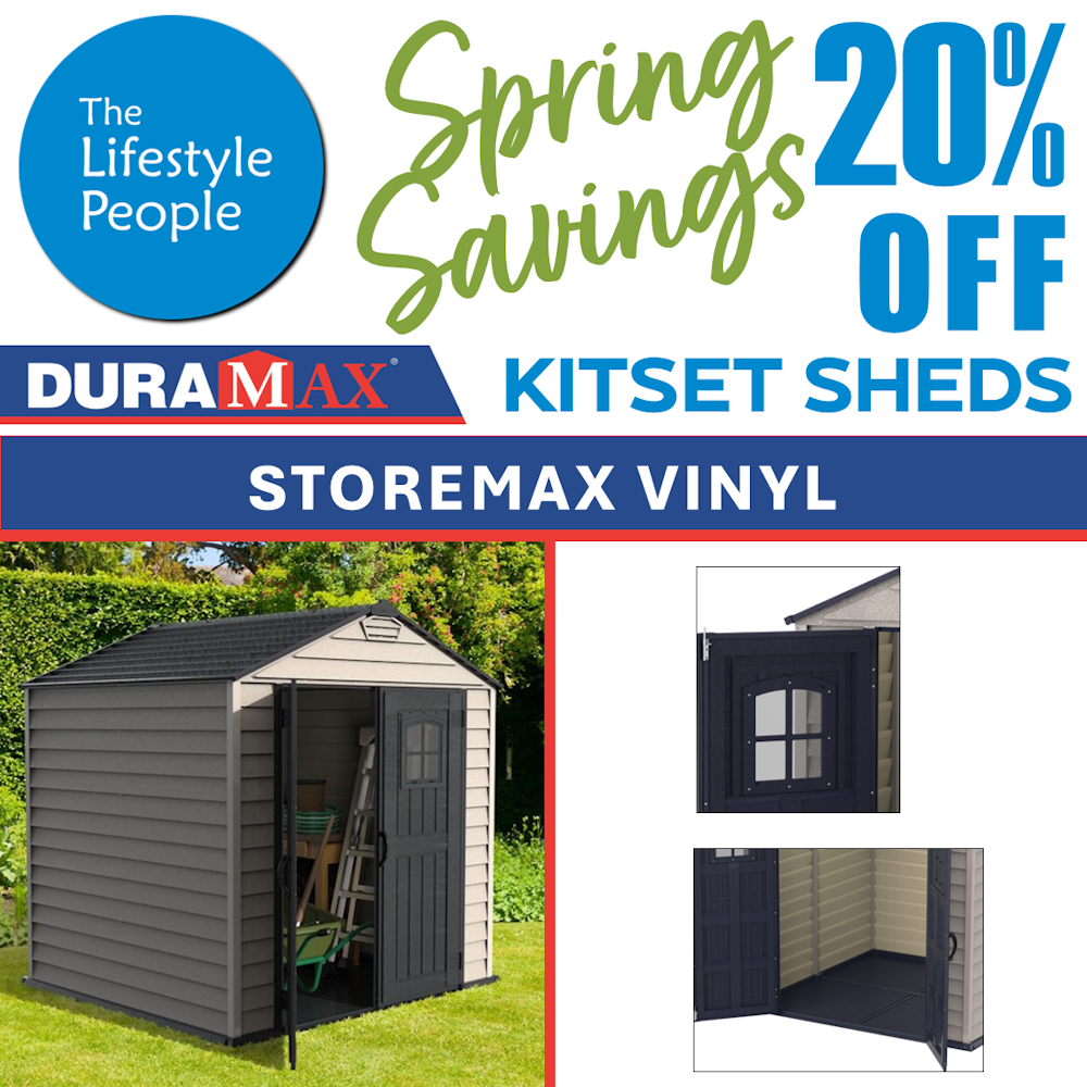 DuraMax StoreMax PLUS Vinyl Shed - 2.1 m x 2.1 x 2.3m Kitset