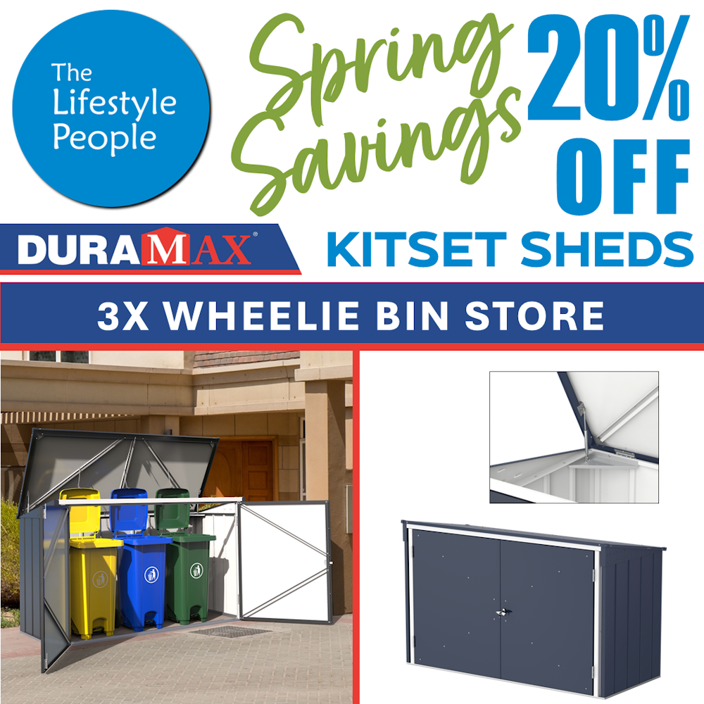 DuraMax 3x Wheelie Bin Store - 2.1m x 0.9m x 1.28m Kitset