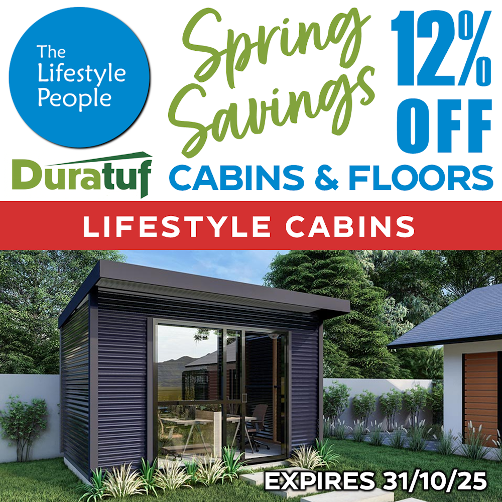 Duratuf Lifestyle KAIPARA CABIN w. Ranch Slider & Floor - 4.0m x 2.5m (Colour Finish)