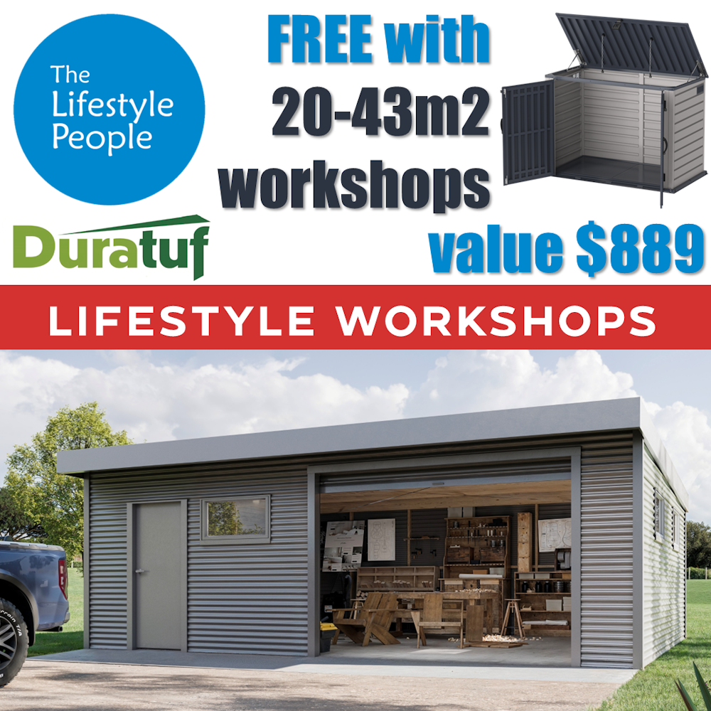 Duratuf Lifestyle OTAGO Workshop STANDARD - 6.0m x 3.6m (Colour Finish)