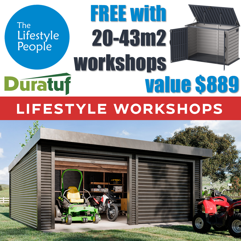 Duratuf Lifestyle OTAGO Workshop DOUBLE ROLLER - 6.0m x 3.6m (Colour Finish)