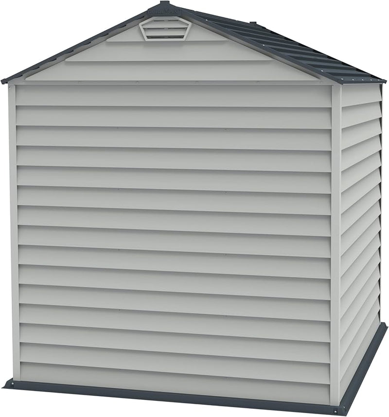 Duramax StoreMax Plus Vinyl Resin Shed - Adobe / Dark Grey - 2.16m (L) x 2.16m (W) x 2.31m (H) - Available from mid April 2025 - PRE ORDER NOW !