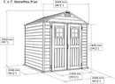 Duramax StoreMax Plus Vinyl Resin Shed - Adobe / Dark Grey - 2.16m (L) x 2.16m (W) x 2.31m (H) - Available from mid April 2025 - PRE ORDER NOW !