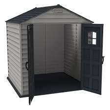 Duramax StoreMax Plus Vinyl Resin Shed - Adobe / Dark Grey - 2.16m (L) x 2.16m (W) x 2.31m (H) - Available from mid April 2025 - PRE ORDER NOW !
