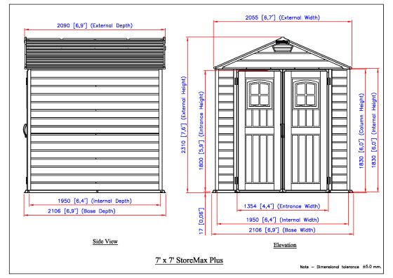 Duramax StoreMax Plus Vinyl Resin Shed - Adobe / Dark Grey - 2.16m (L) x 2.16m (W) x 2.31m (H) - Available from mid April 2025 - PRE ORDER NOW !