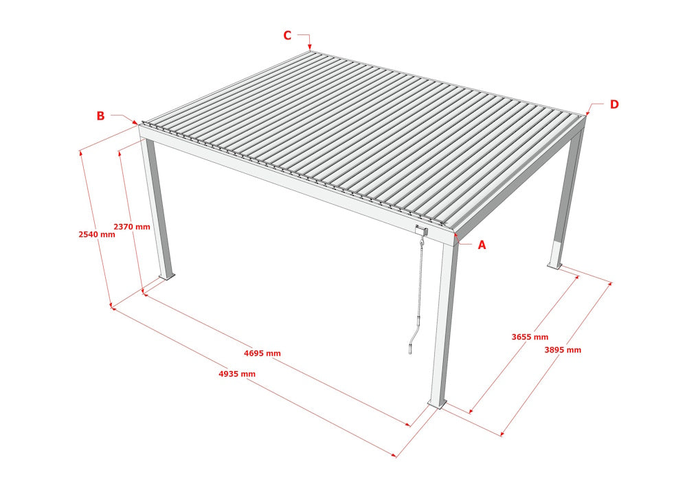 TLP Ultra 5mx4mx2.5m Louvre Pergola LED - Manual - Free Standing