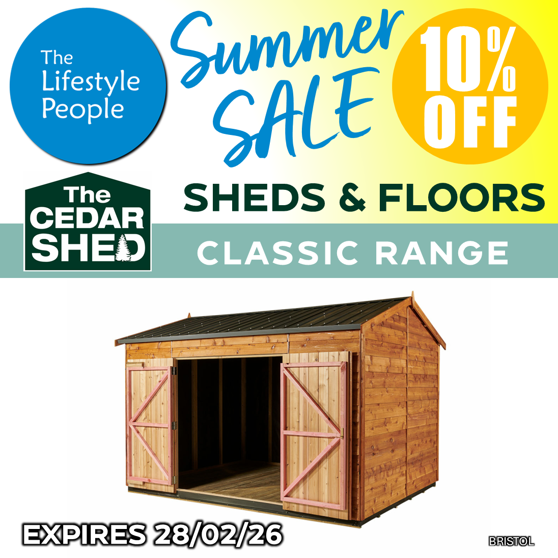 Bristol Cedar Shed (Classic) 3.6m x 2.8m