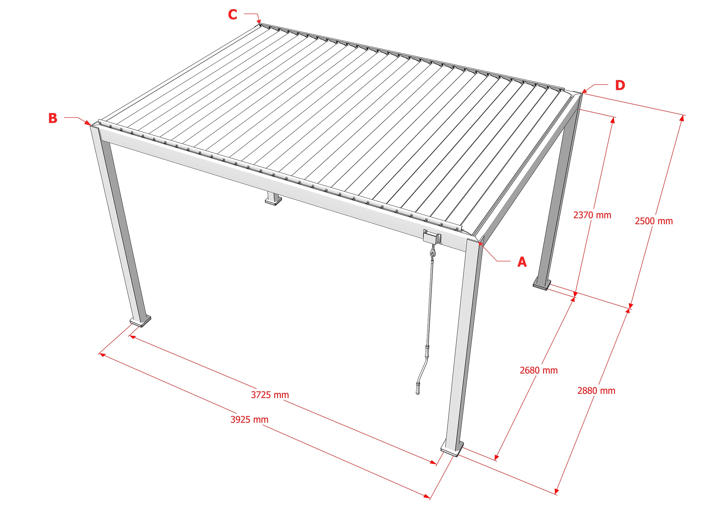 TLP Stellar Promotion - SAVE 25% - 4mx3m White Stellar Louvre Pergola plus (2) Blinds - one 4m & one 3m manual Outdoor Mesh Blind