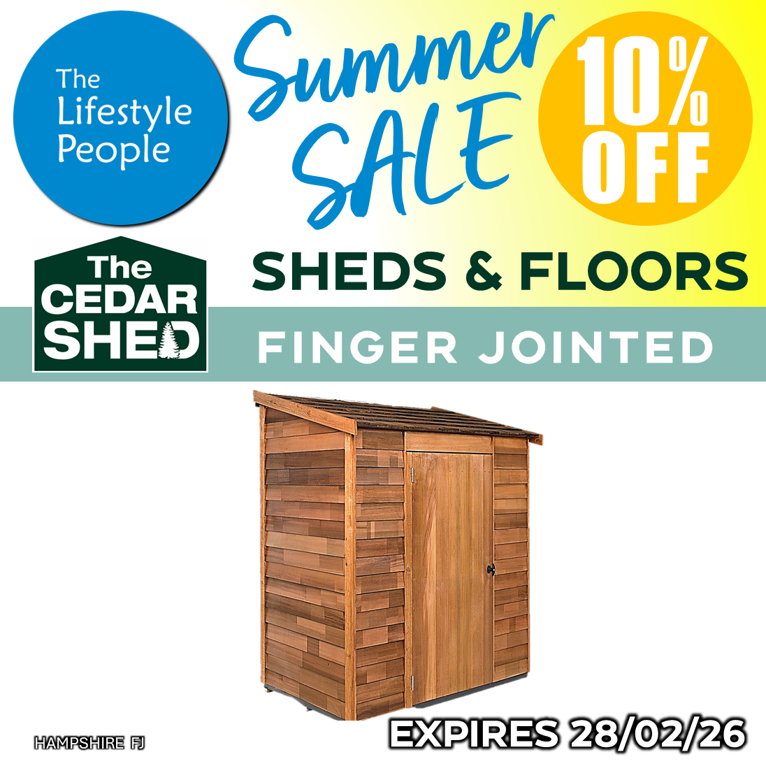 Hampshire Cedar Shed (Finger Jointed) 1.8m x 1.19m