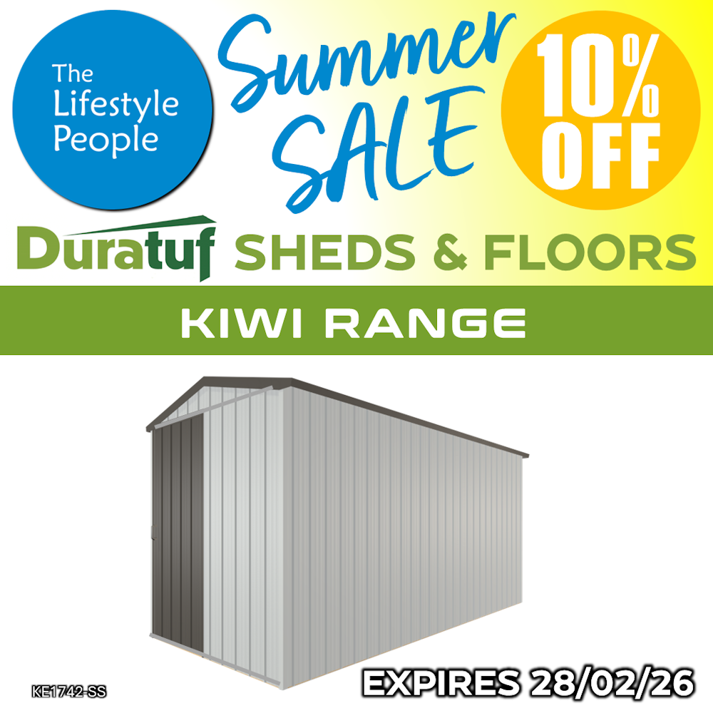Duratuf Kiwi Shed KE1742-SS - 1.7m x 4.2m (Colour Finish)