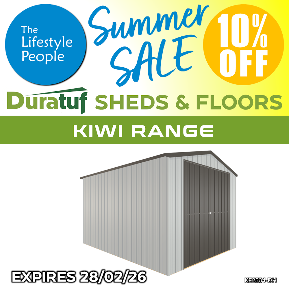 Duratuf Kiwi Shed KE2534-DH - 2.5m x 3.4m (Colour Finish)