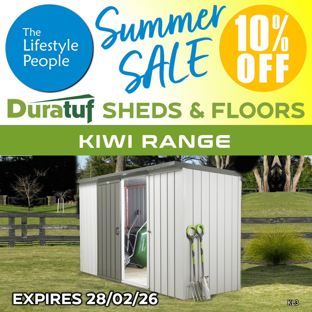 Duratuf Kiwi Shed KL3 - 3.4m x 1.2m (Colour Finish)