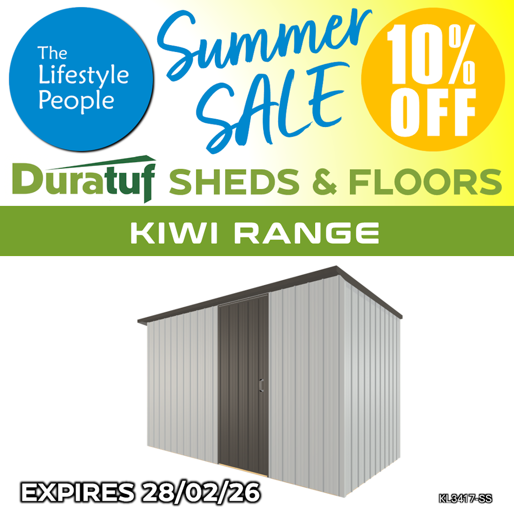 Duratuf Kiwi Shed KL3417-SS - 3.4m x 1.7m (Colour Finish)