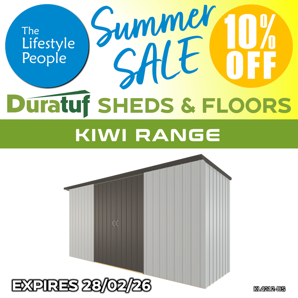 Duratuf Kiwi Shed KL4212-DS - 4.2m x 1.2m (Coloured Finish)