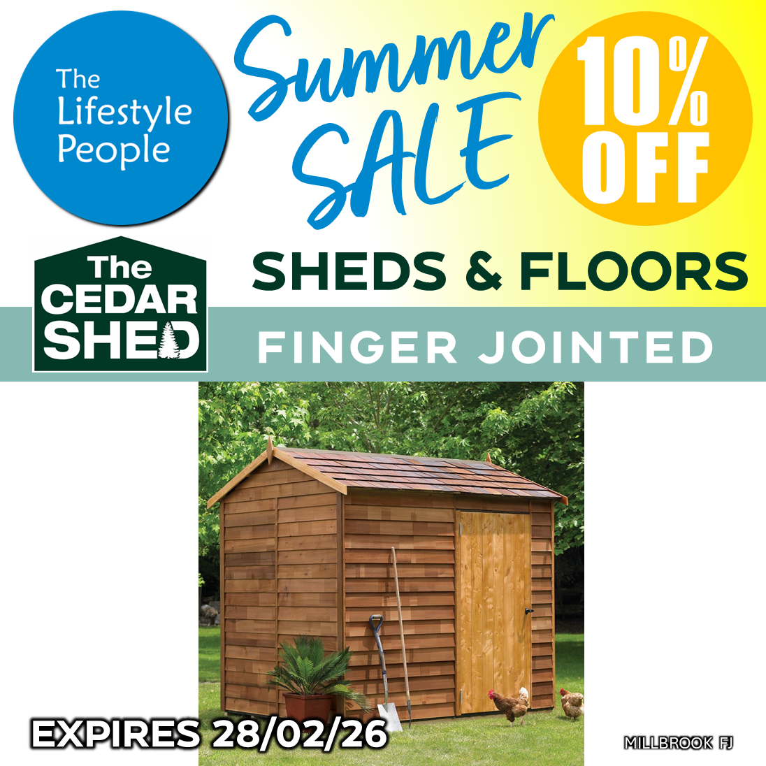 Millbrook Cedar Shed (Finger Jointed) 2.4m x 1.9m