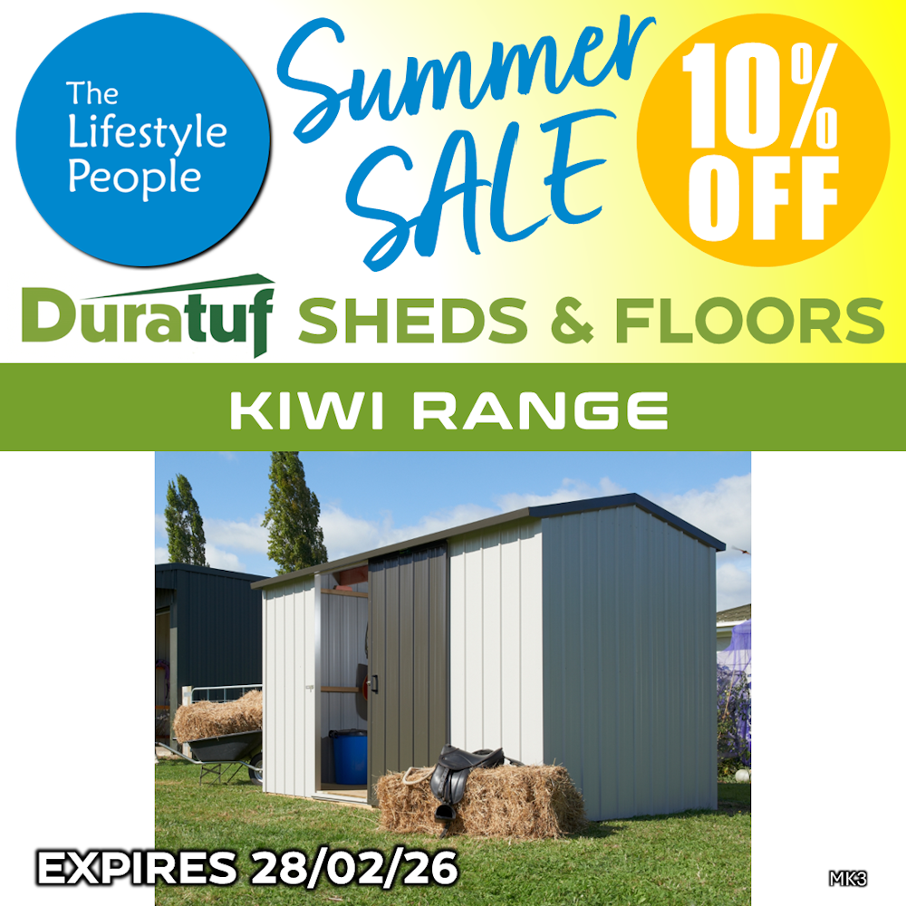 Duratuf Kiwi Shed MK3 - 3.4m x 1.7m (Colour Finish)