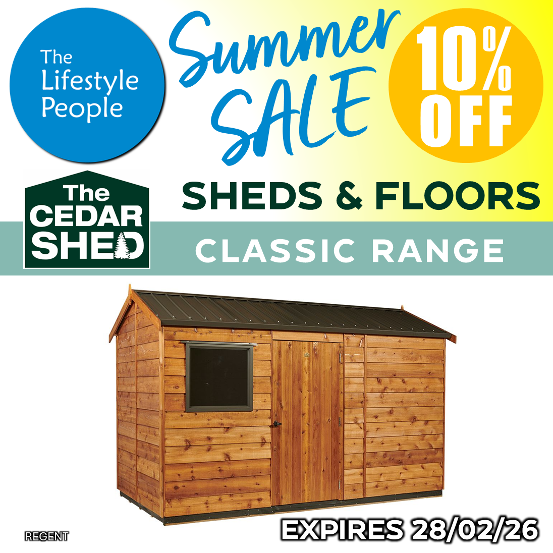 Regent Cedar Shed (Classic) 3.6m x 1.9m