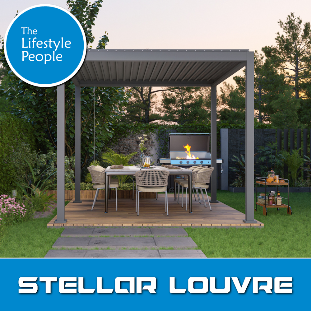 TLP Stellar Louvre Pergola - 3mx3mx2.5m - Graphite Grey RAL 7043