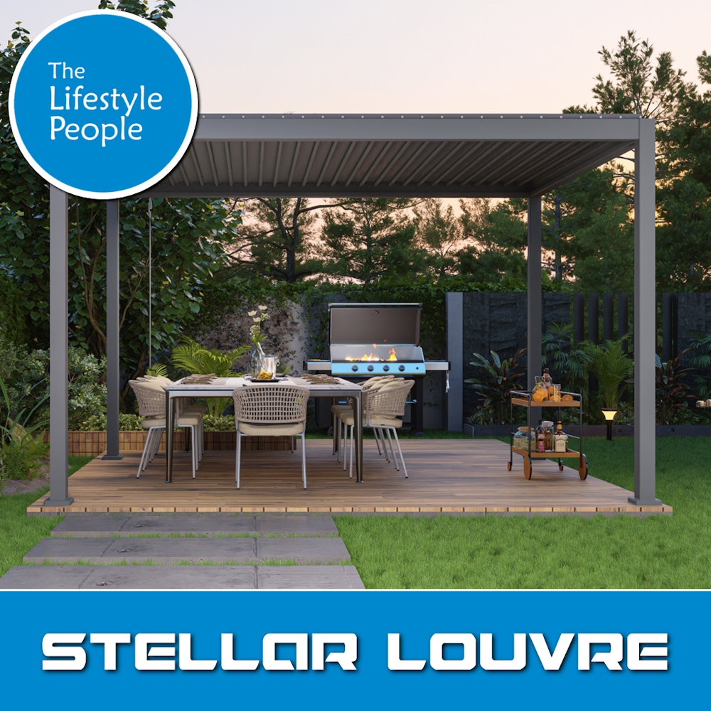 TLP Stellar Louvre Pergola - 4mx3mx2.5m - Graphite Grey RAL 7043