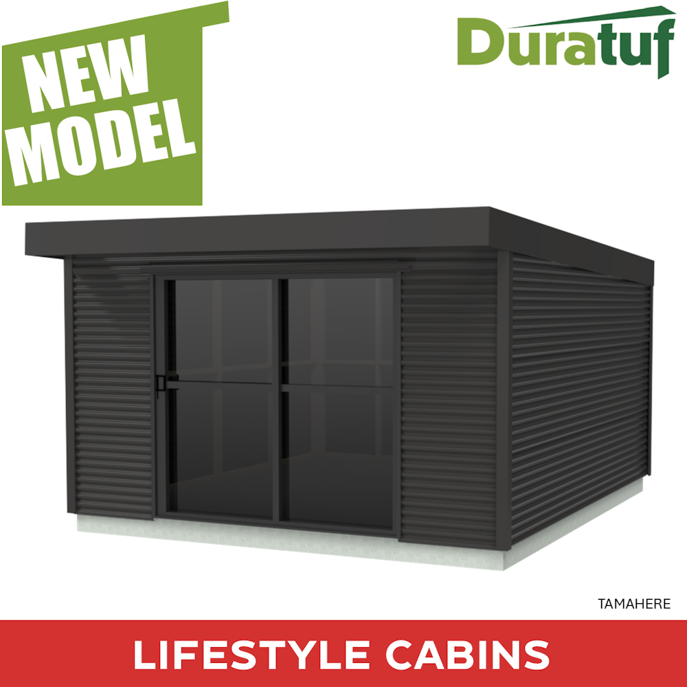 Duratuf Lifestyle TAMAHERE CABIN w Ranch Slider & Floor - 4.0m x 2.0m (Colour Finish)