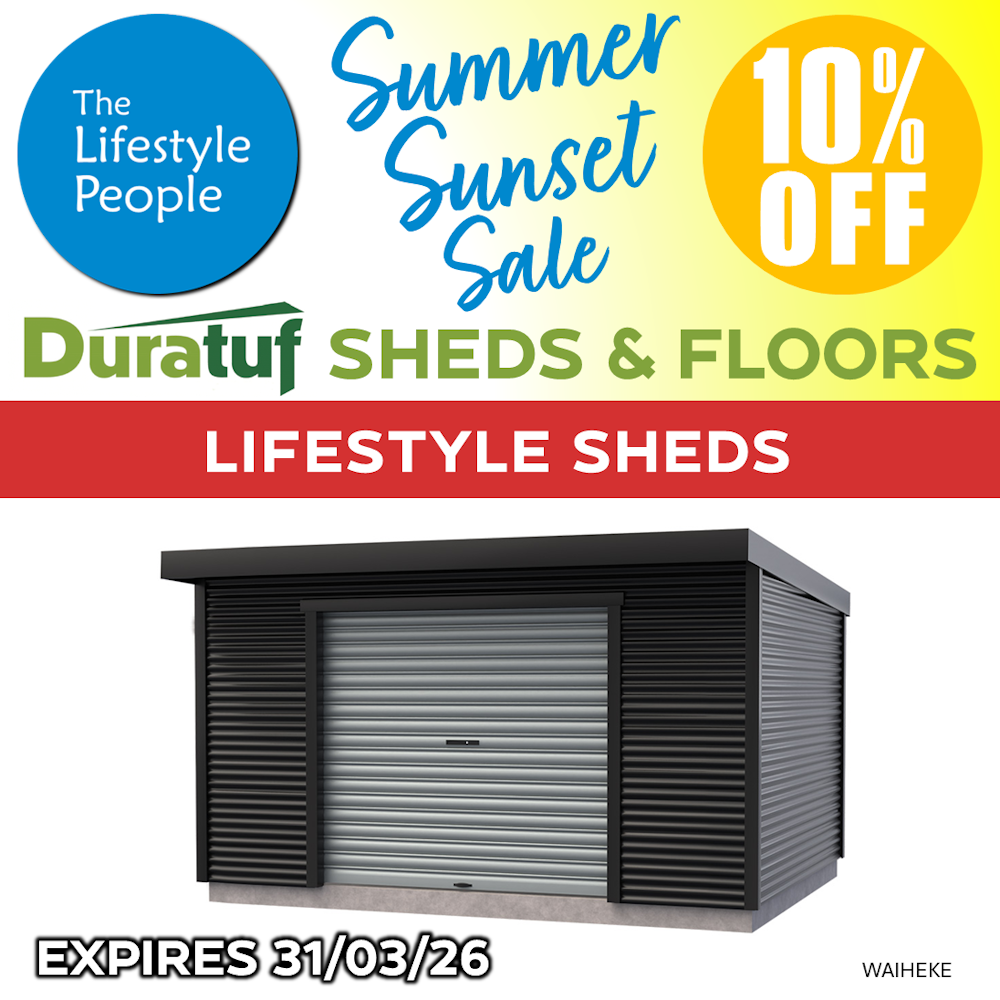 Duratuf Lifestyle WAIHEKE Shed - 4.2m x 3.6m (Colour Finish)