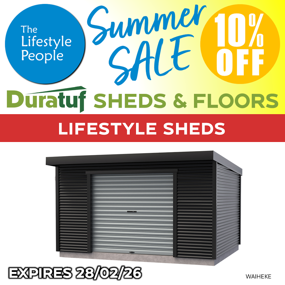 Duratuf Lifestyle WAIHEKE Shed - 4.2m x 3.6m (Colour Finish)