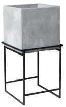 Cement (light) Balcony Planter Box (cube) on Metal Stand