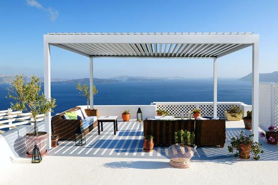 TLP "Affordable Premium" 3mx3mx2.5m Louvre Pergola LED - Free Standing / Manual Crank (White) - CLEARANCE PRICES