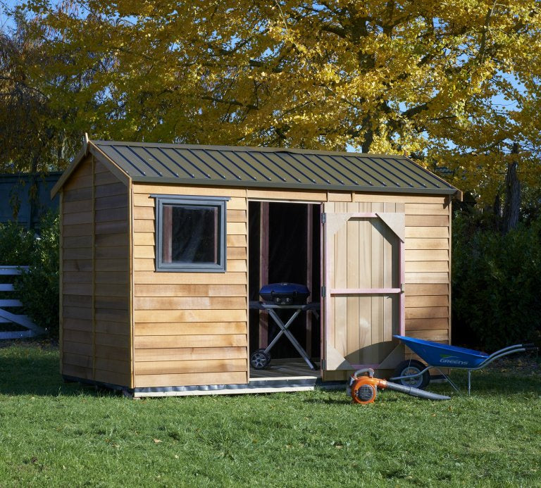 Regent Cedar Shed - Finger Jointed Cladding with Colour Steel Roof -3.6m (length) x 1.89m (depth)