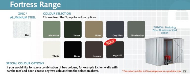 Fortress Tuf 50 Shed - 1140mm x 1355mm (Colour Option)
