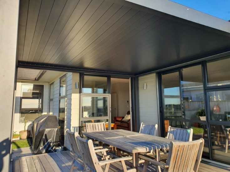 TLP "Affordable Premium" 4mx3mx2.5m Louvre Pergola LED - Wall Mounted / Electric (Graphite / Grey)