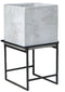 Small Light Weight Cement Planter Cube on Metal Stand